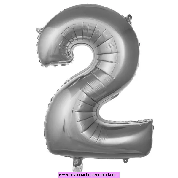 2 Rakam Gümüş Folyo Balon